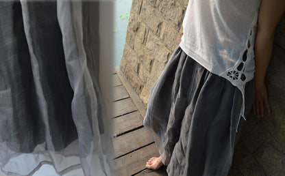 edoa Two Layers Silk Organza Maxi Skirt Pants