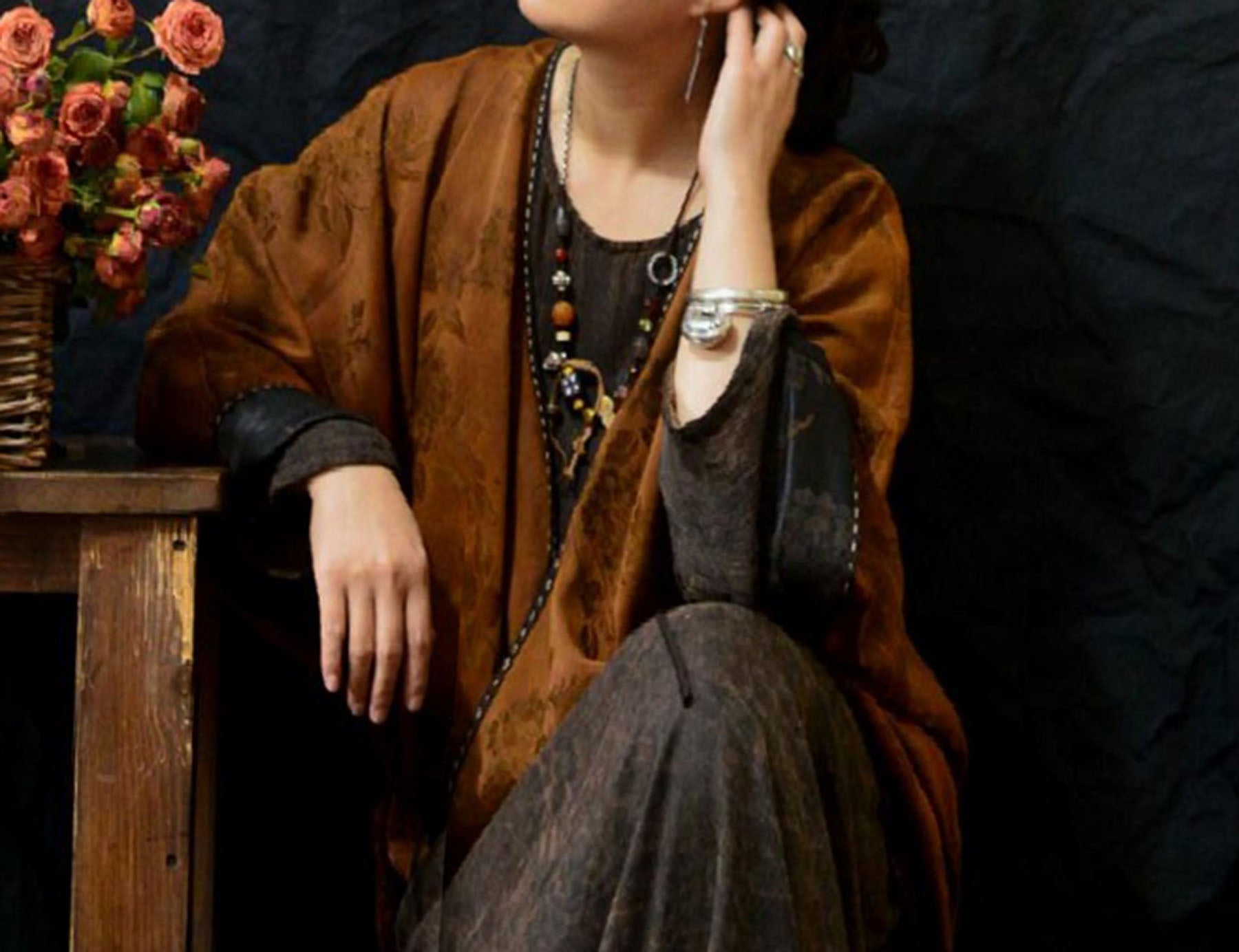 edoa Reversible Mud Silk Rayon Blend Jacquard Hanfu 