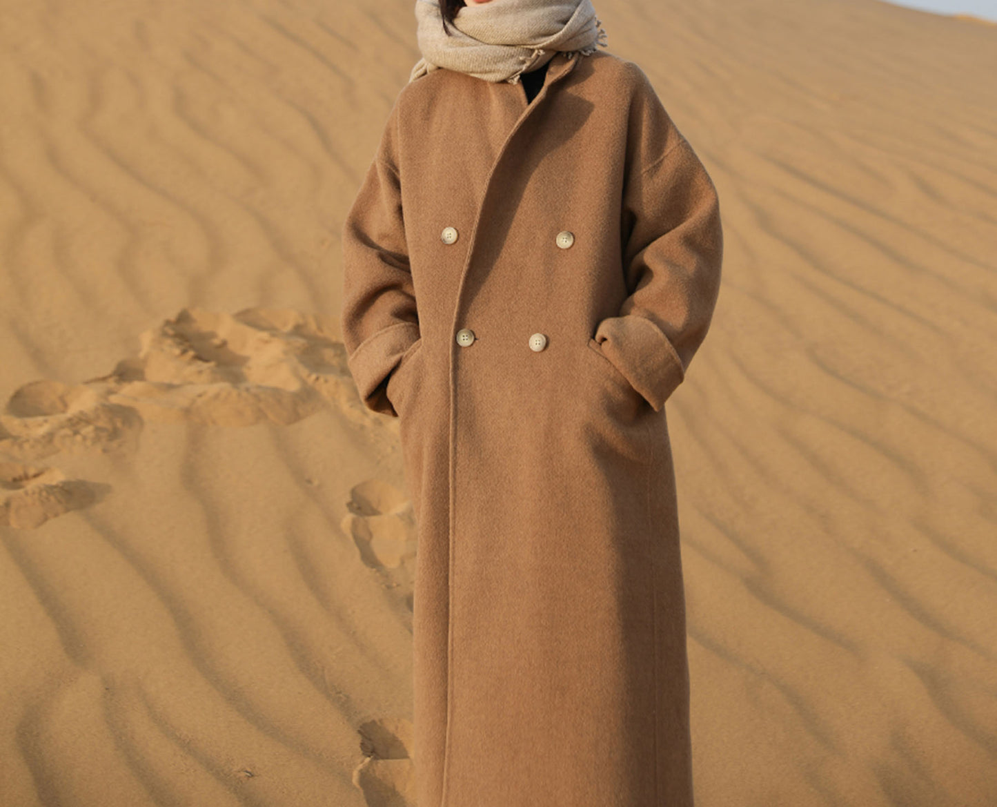 edoa Hand Stitched Double Faced Wool Coat