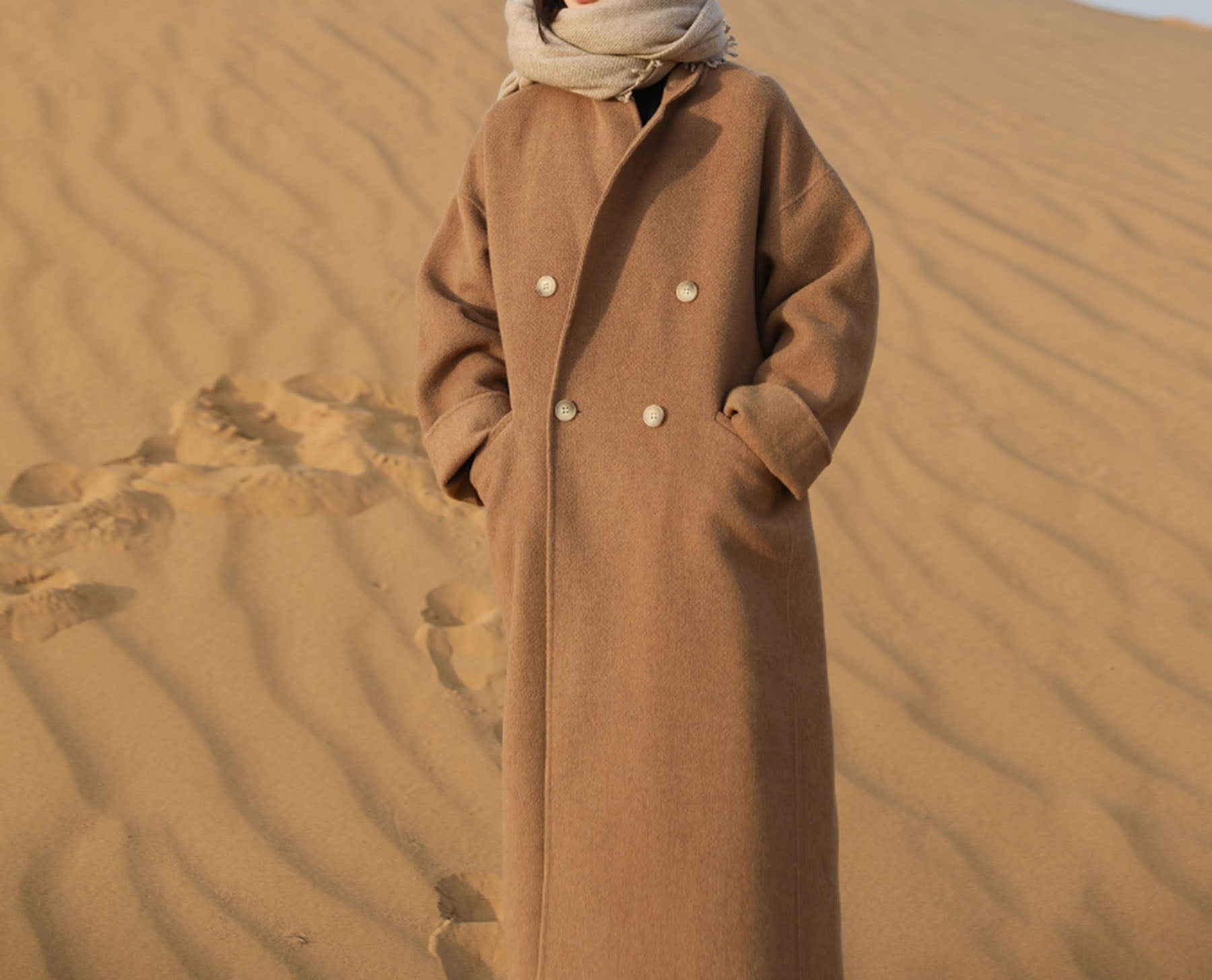 edoa Hand Stitched Double Faced Wool Coat