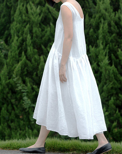 edoa Ramie Pleated Babydoll Dress 