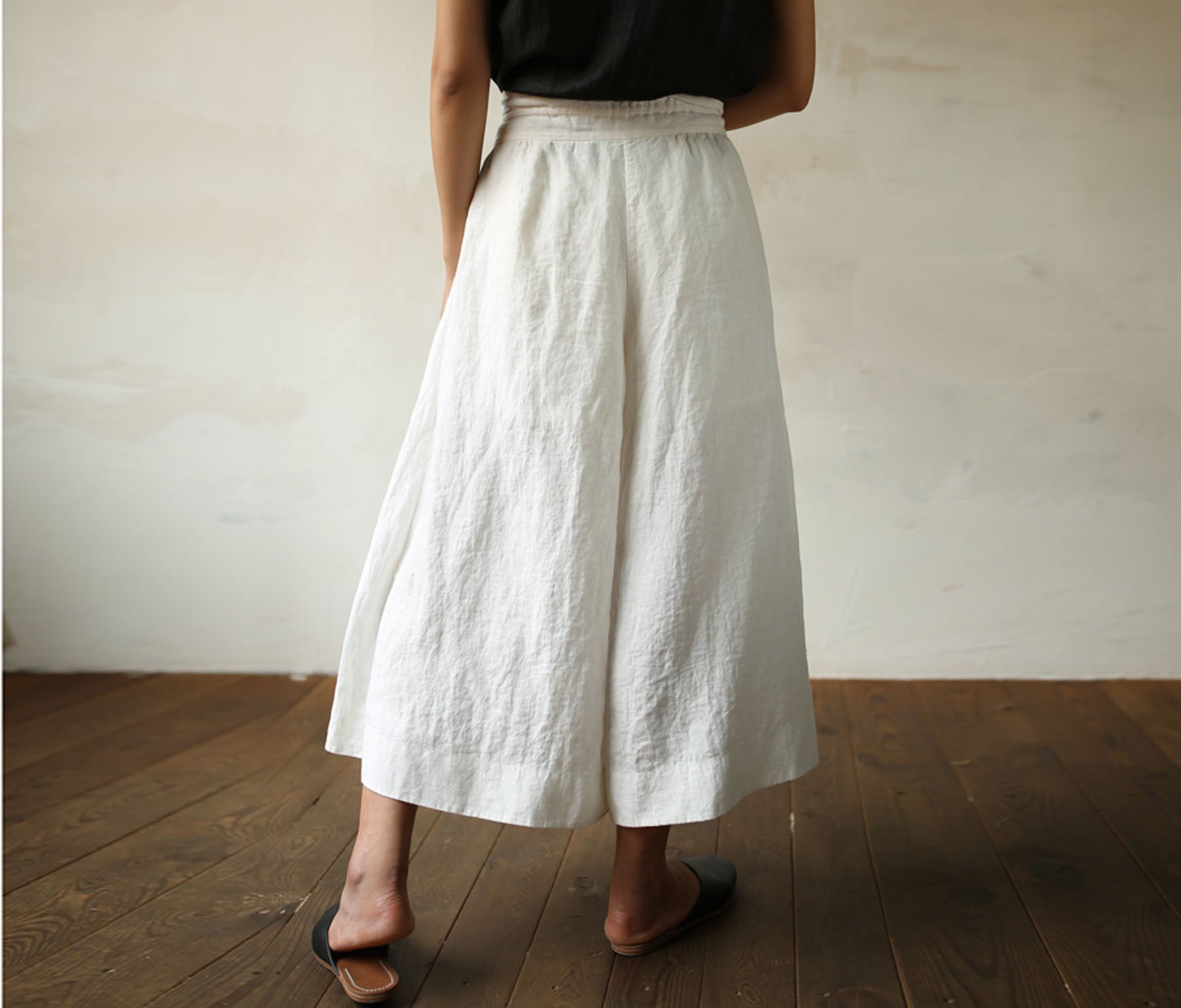 edoa Washed Linen Wide Leg Pants