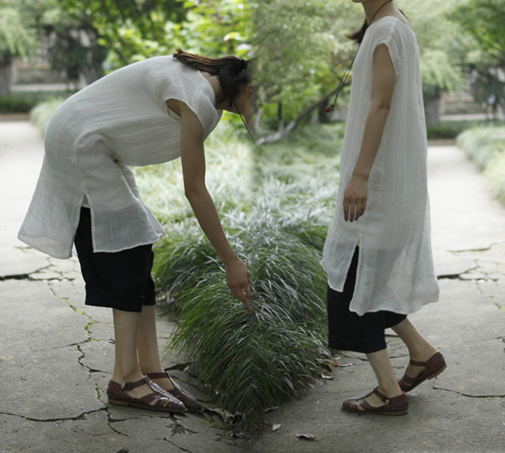 edoa Thin Linen Gauze Layered Tunic 