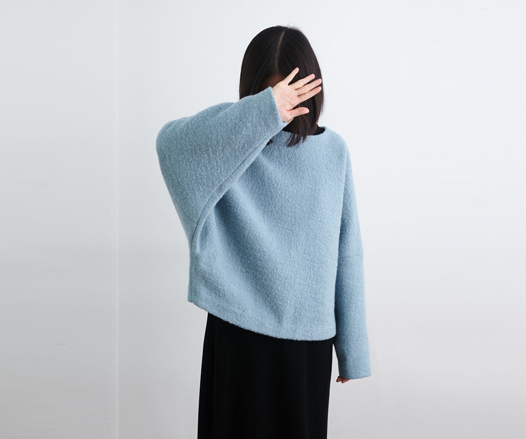 edoa Boiled Wool Oversized Bat Sleeve Pullover Jacket
