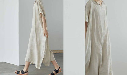 edoa Flax Linen Kaftan Dress