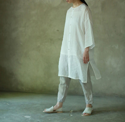 edoa Minimalist Super Thin Ramie Linen Top