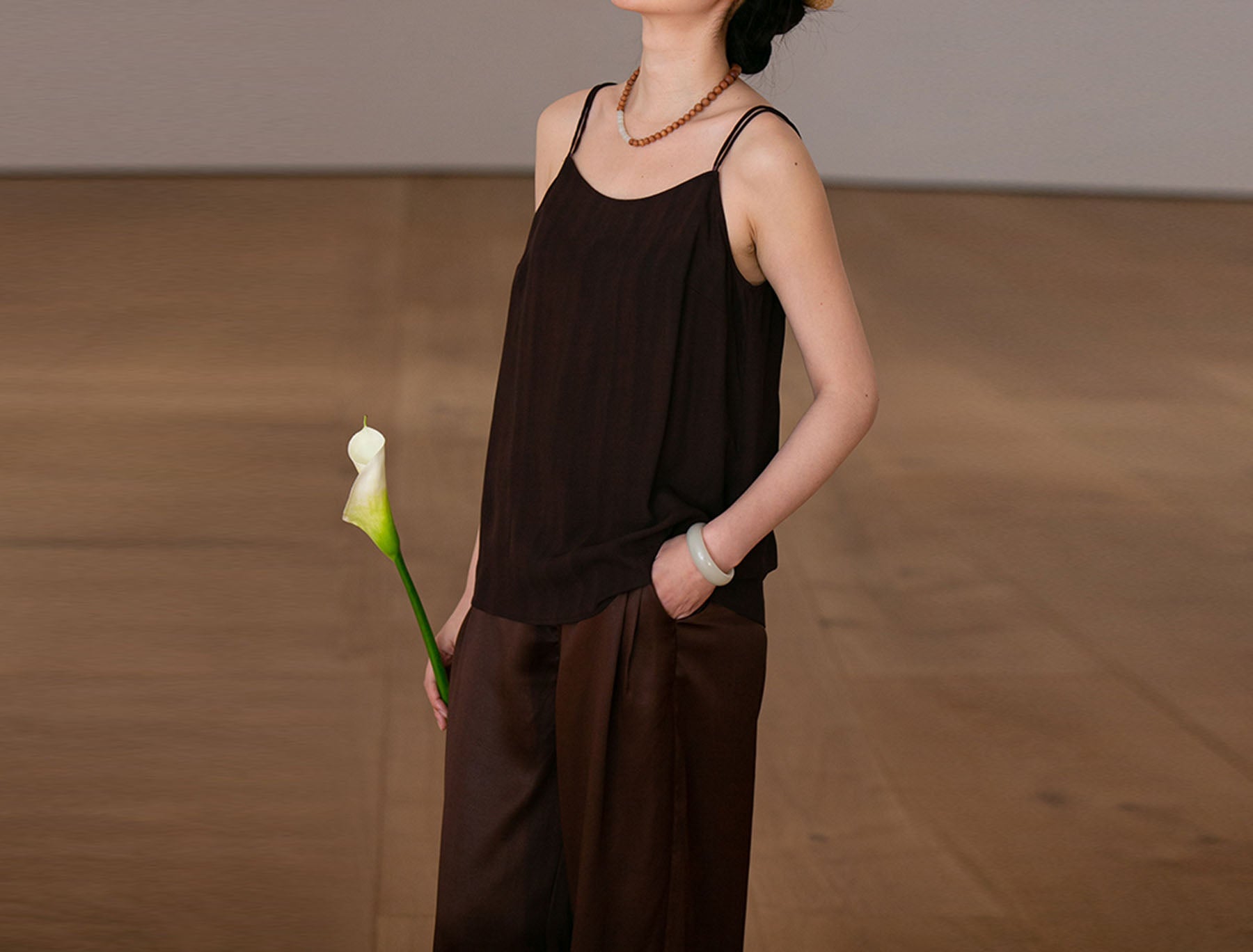 edoa  Mud Silk Slips Top