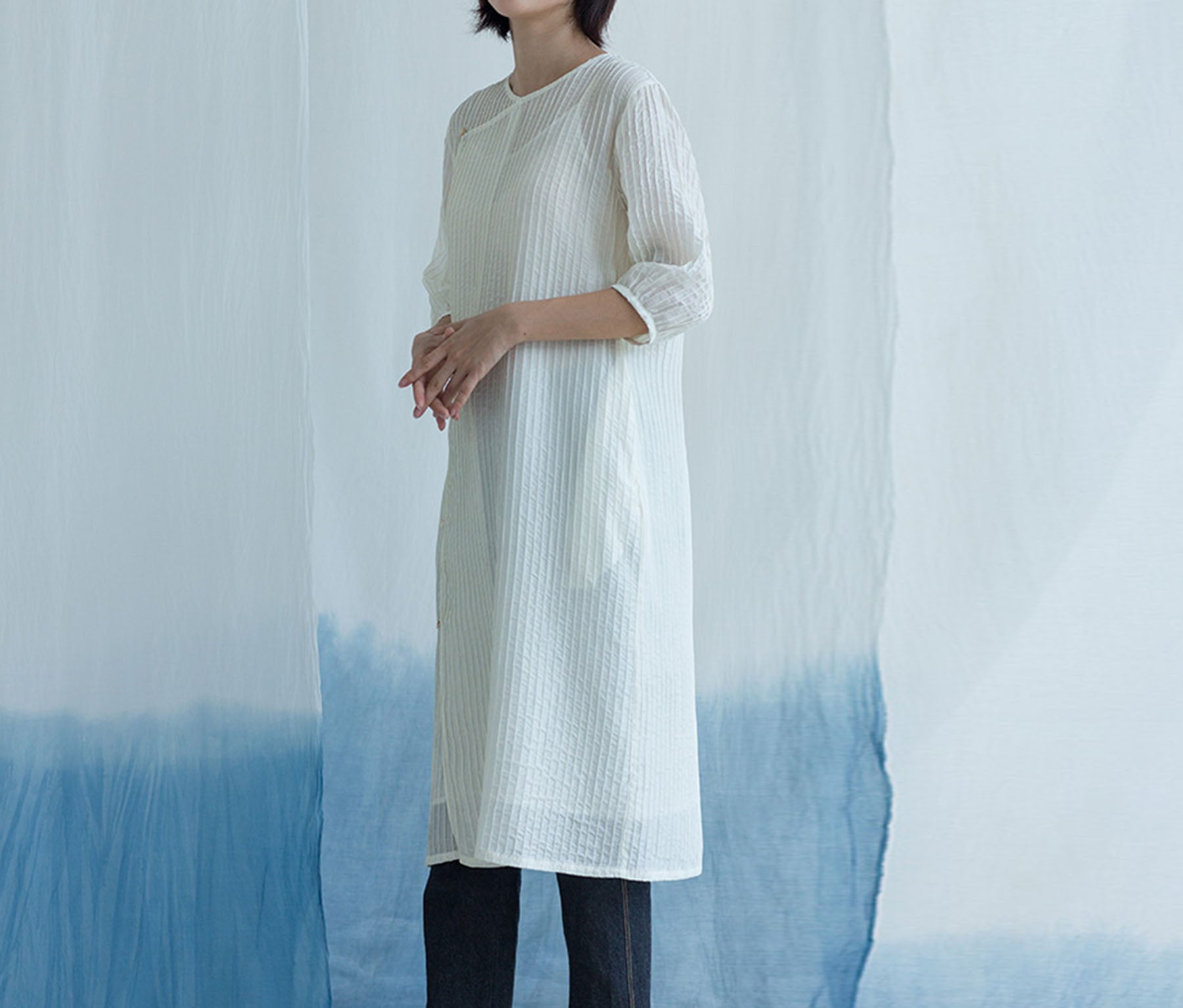 edoa Mulberry Silk Pintucked Tunic