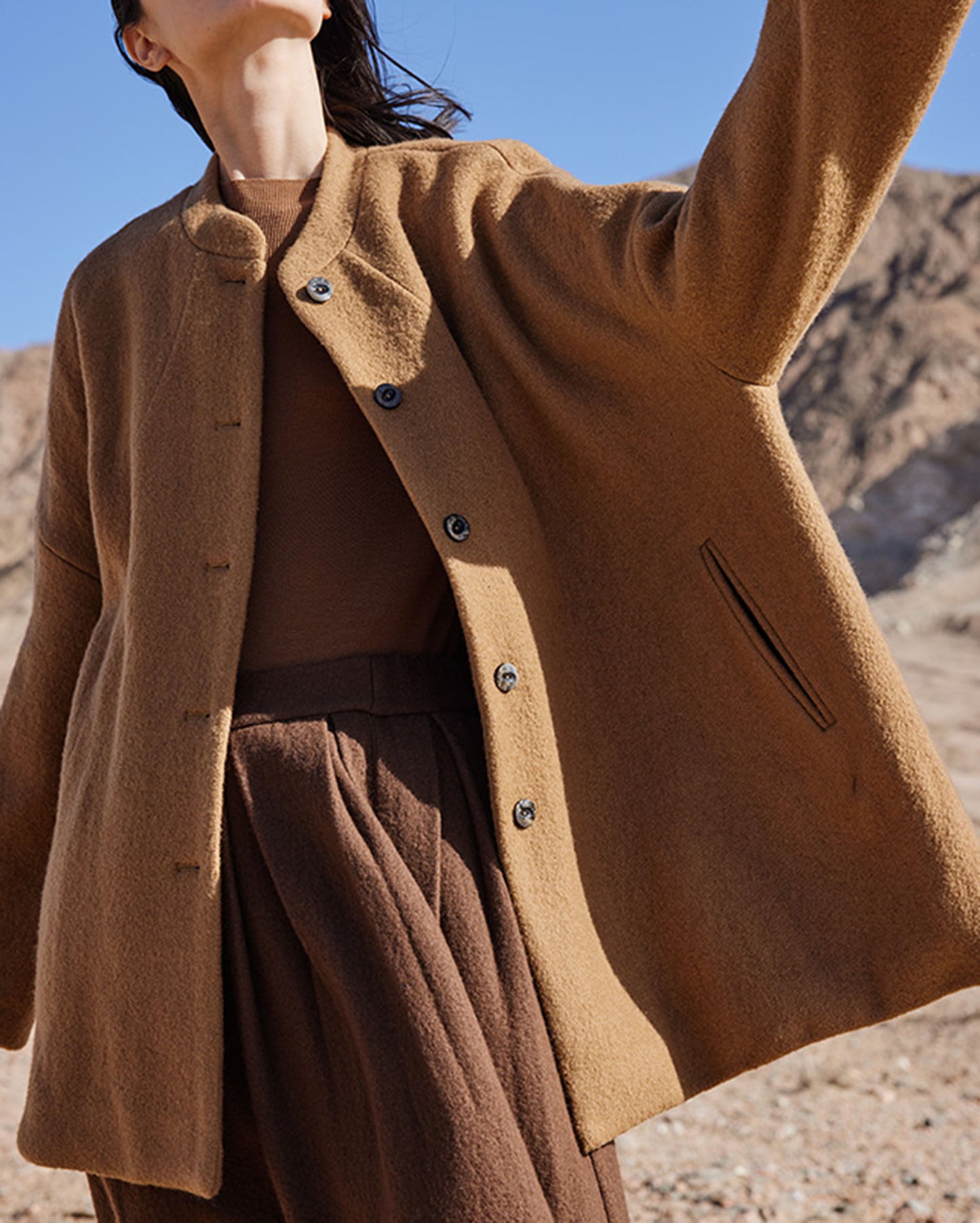 edoa Winter Boiled Wool Oversized Jacket