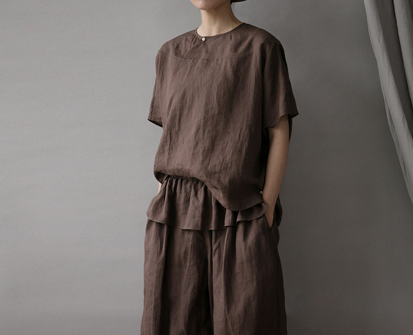 edoa Minimalist Thin Ramie Blouse 