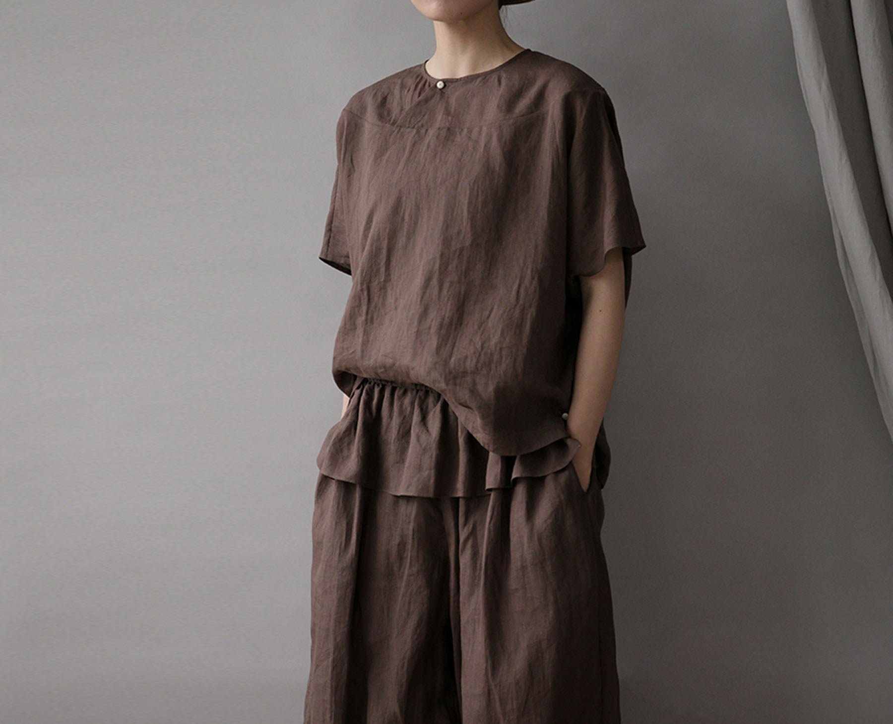 edoa Minimalist Thin Ramie Blouse 