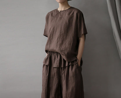 edoa Minimalist Thin Ramie Blouse 