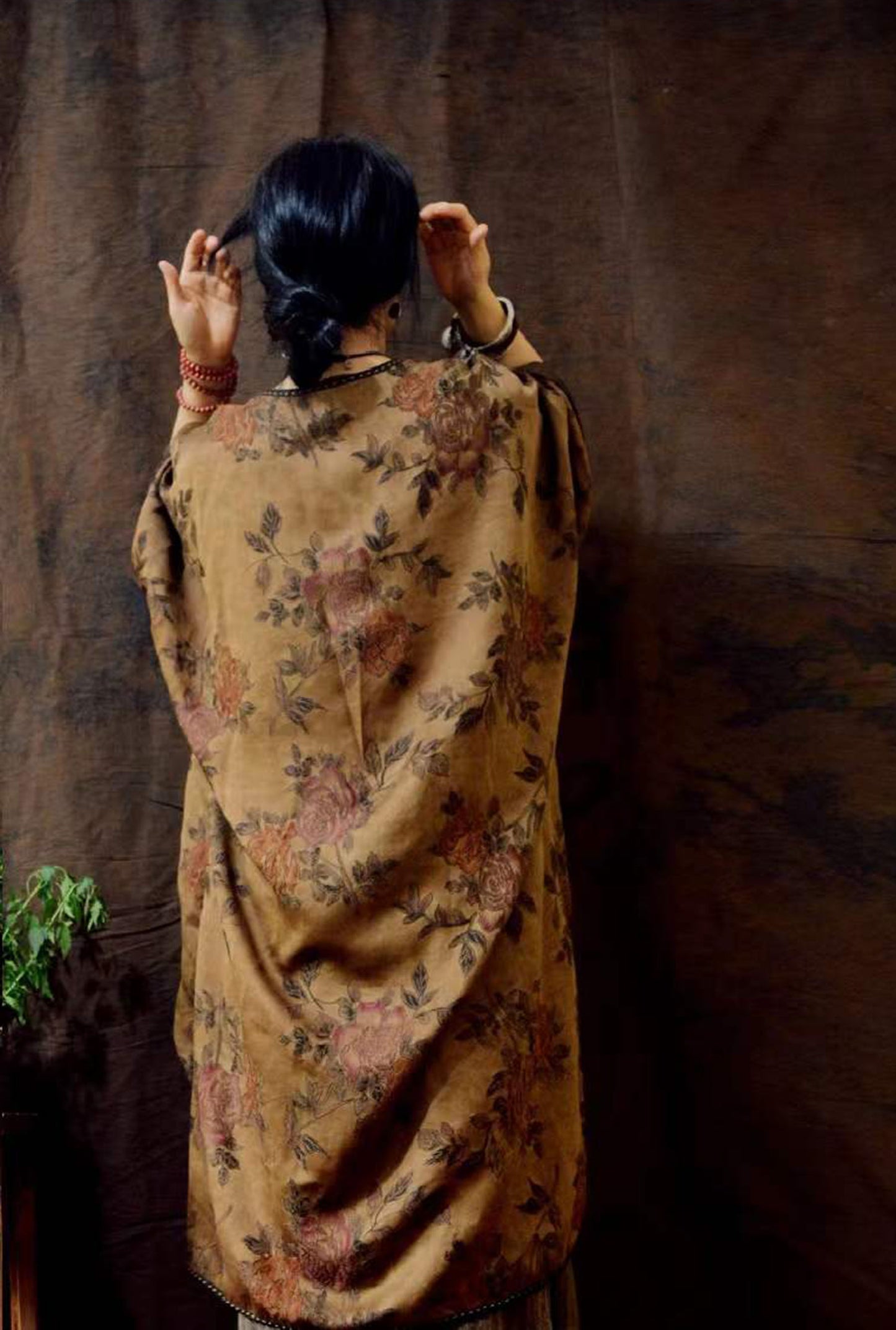 edoa Reversible Mud Silk Song Brocade Coat