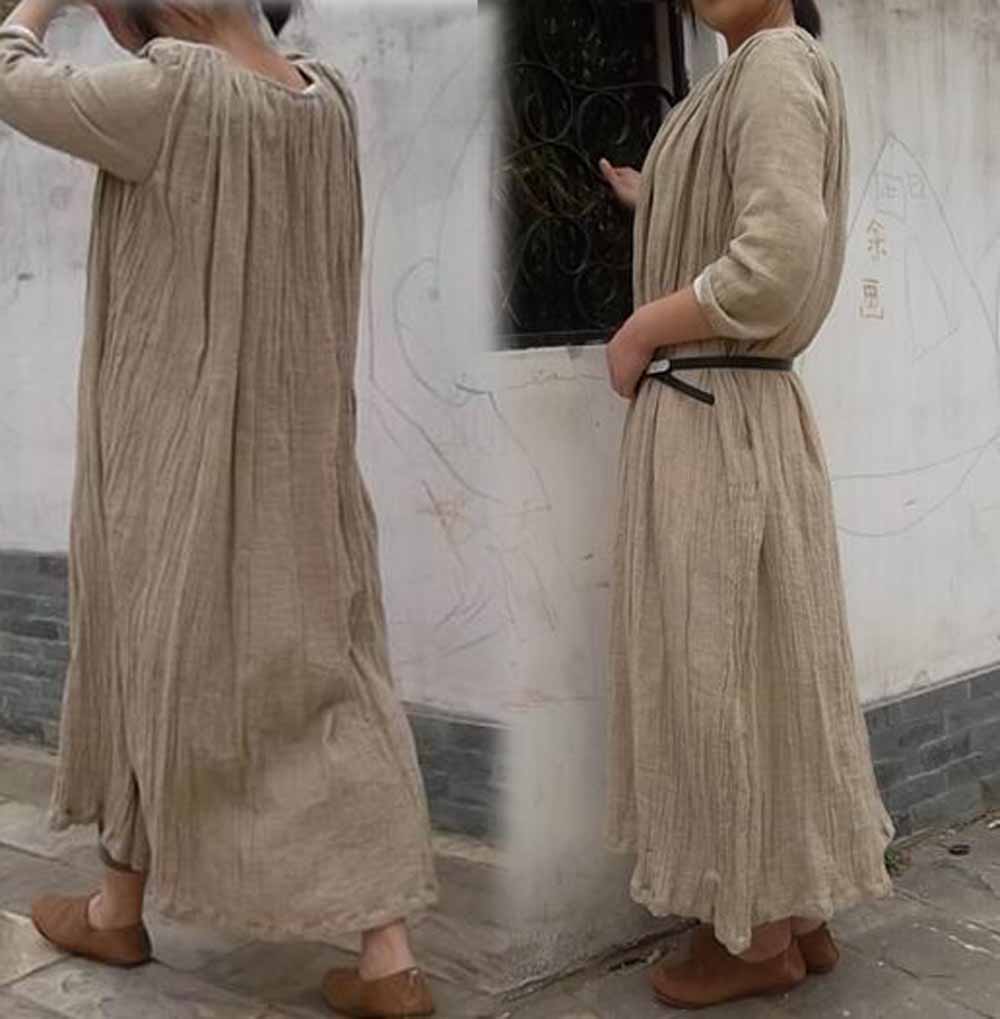 edoa Textured Linen Maxi Dress