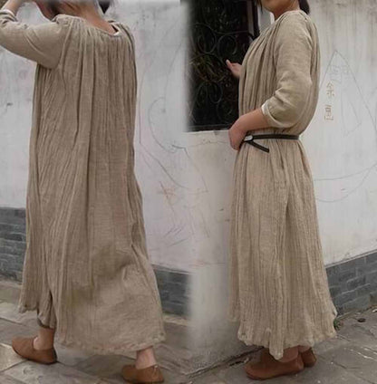 edoa Textured Linen Maxi Dress