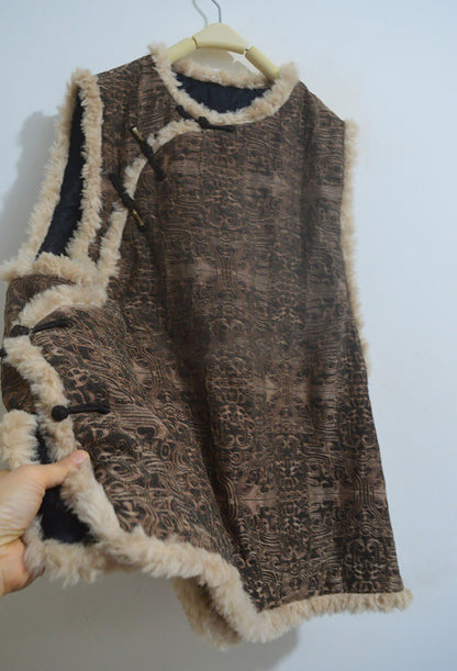 edoa Mud Silk Jacquard Modified Chinese Vest 