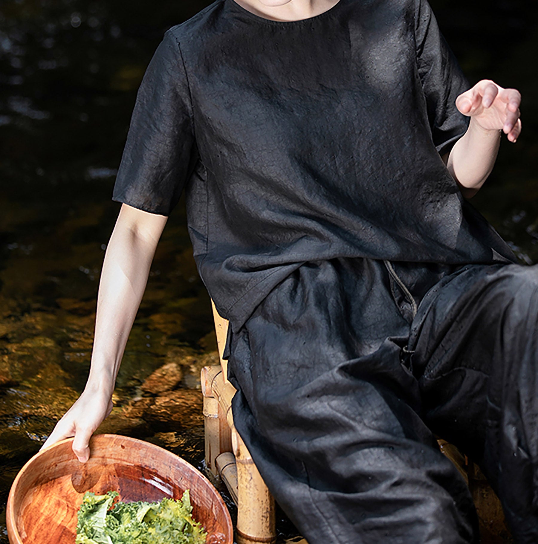 edoa Cracked Mud Silk Top
