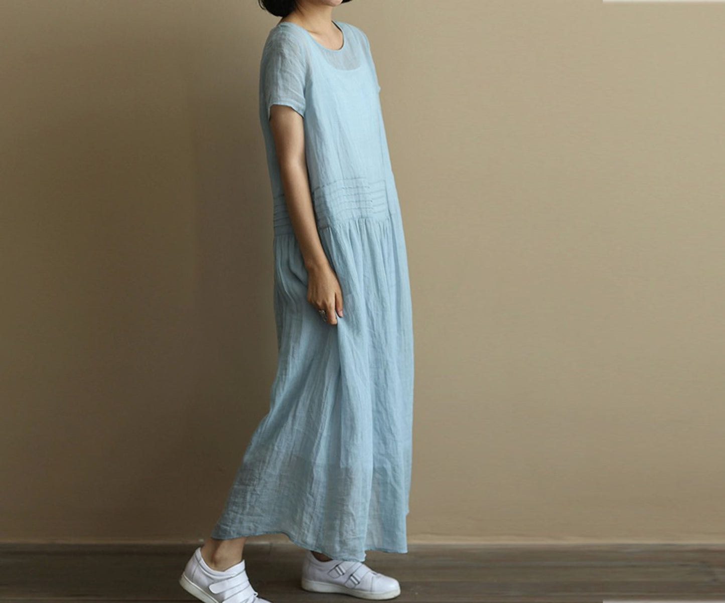 edoa High Counted Ramie Maxi Dress