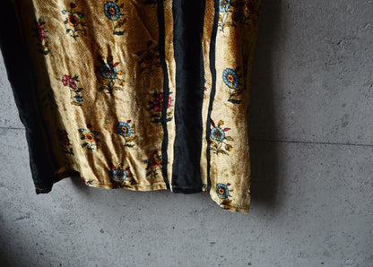 edoa Printed Silk Long Velvet Skirt 