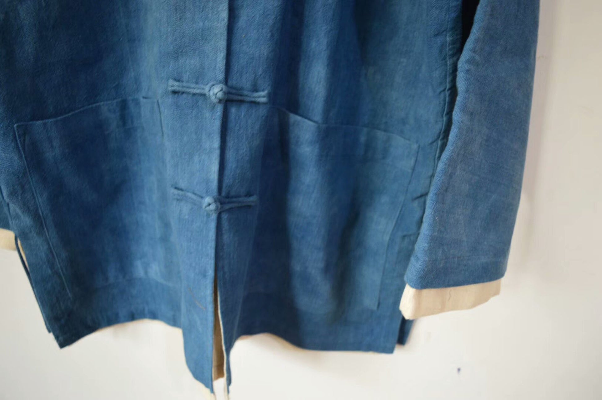 edoa Chinese Cheongsam Indigo Blue with Frog Buttons