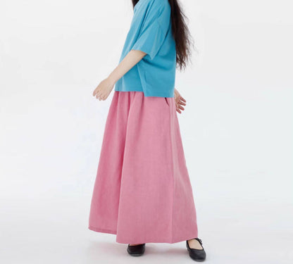EDOA Stone-washed Linen Wide Leg Pants