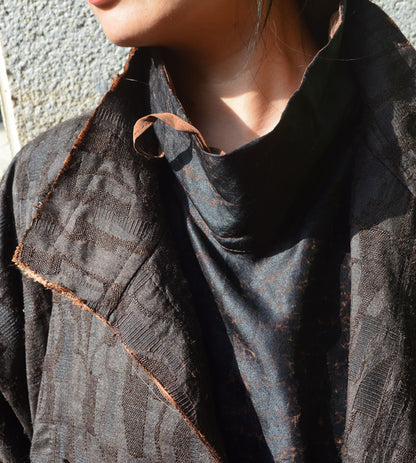 edoa Reversible Loose Fitting Cracked Mud Silk High Neck Pullover
