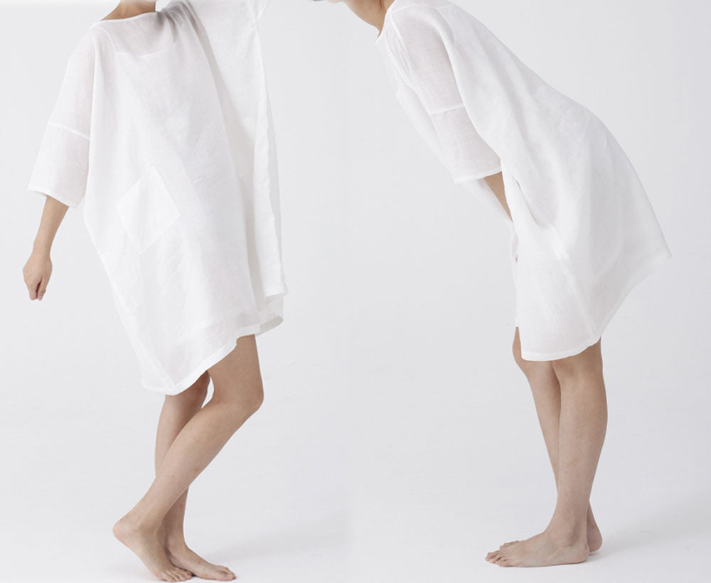 edoa Oversized White Smock Top Tunic