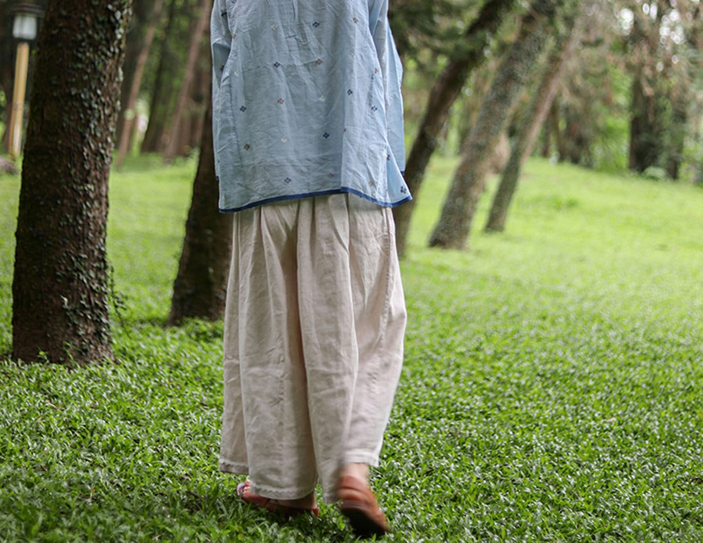edoa Flax Linen Wide Leg Pants