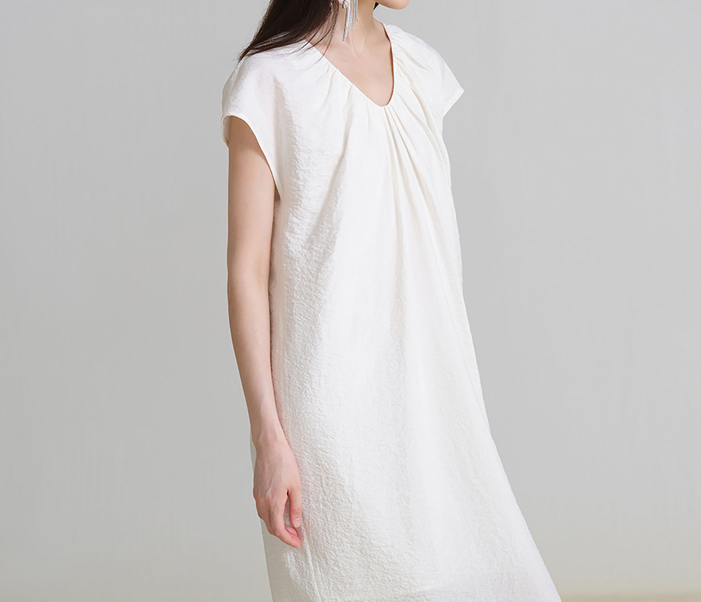edoa Elegant Silk Gathered Dress 