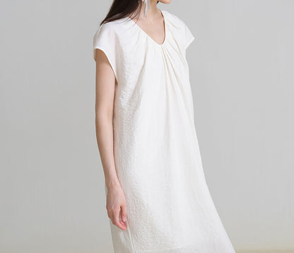 edoa Elegant Silk Gathered Dress 