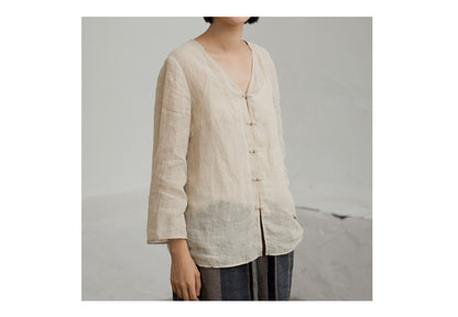 edoa High Counted Linen Blouse