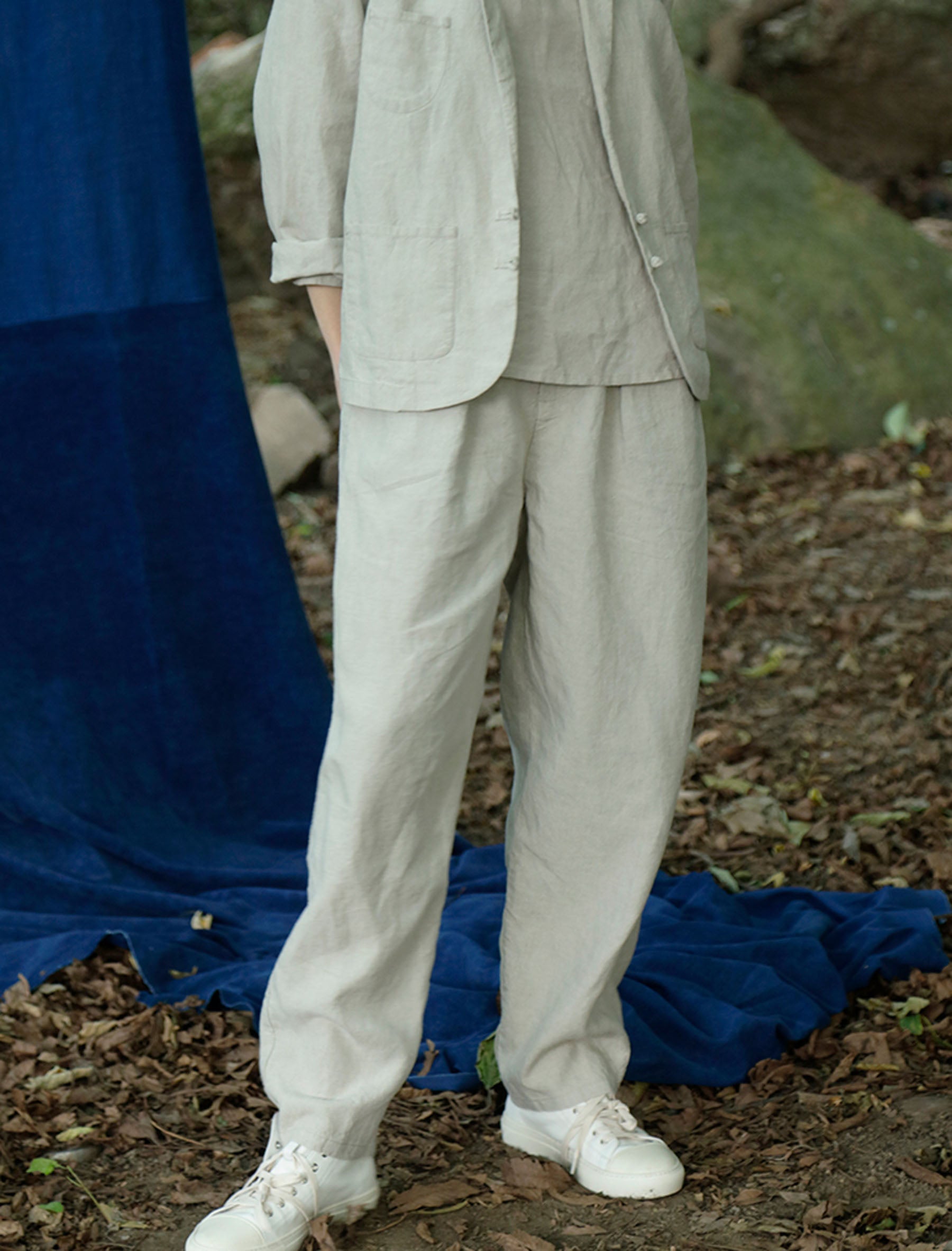 edoa 80s Tapered Flax Linen Pants