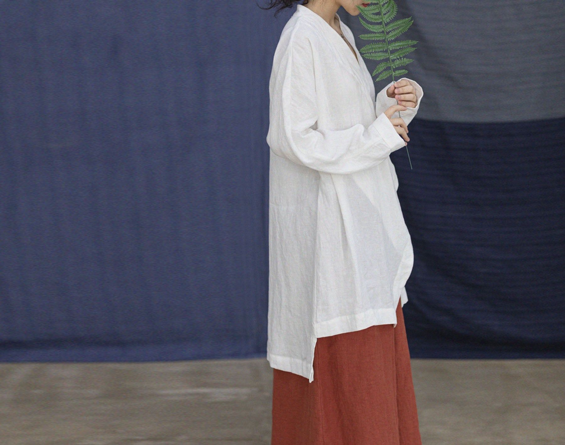 edoa Chinese Style Linen Top