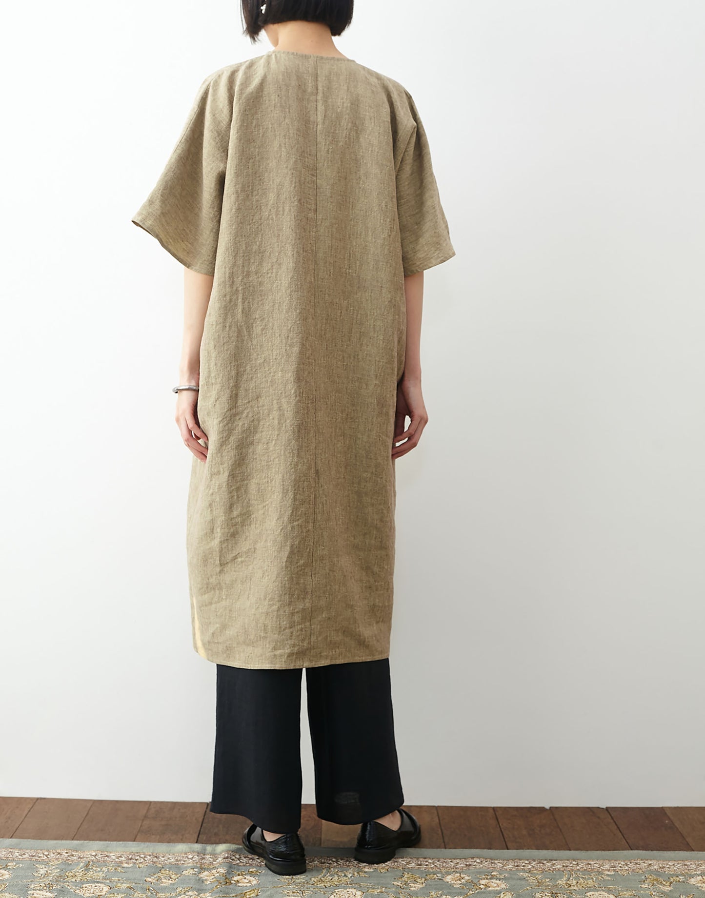 edoa Loose Fitting Yarn Dyed Linen New Chinese Dress