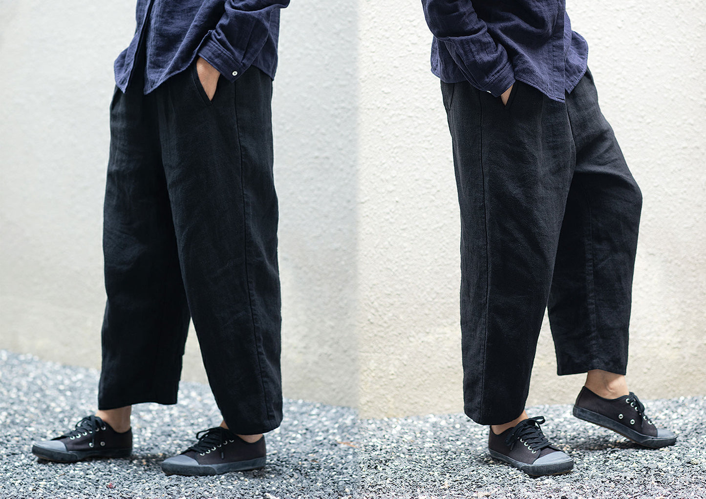 edoa Relaxed Black Linen Pants