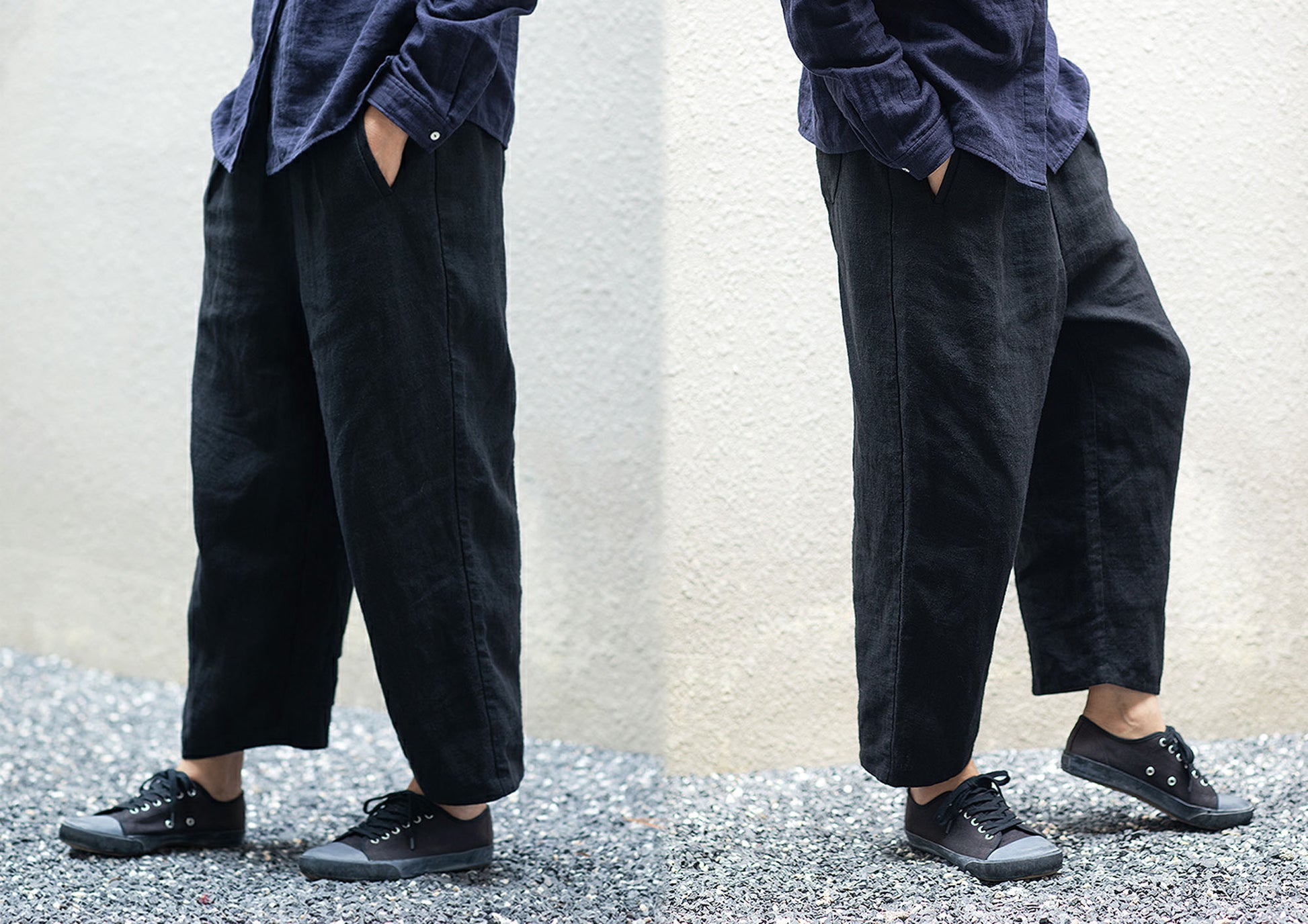edoa Relaxed Black Linen Pants