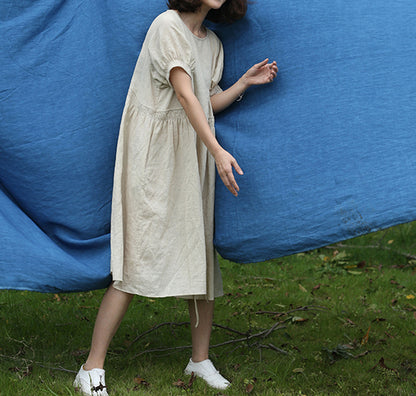 edoa French Linen Empire Style Dress 