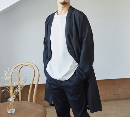 edoa heavy weight washed linen coat
