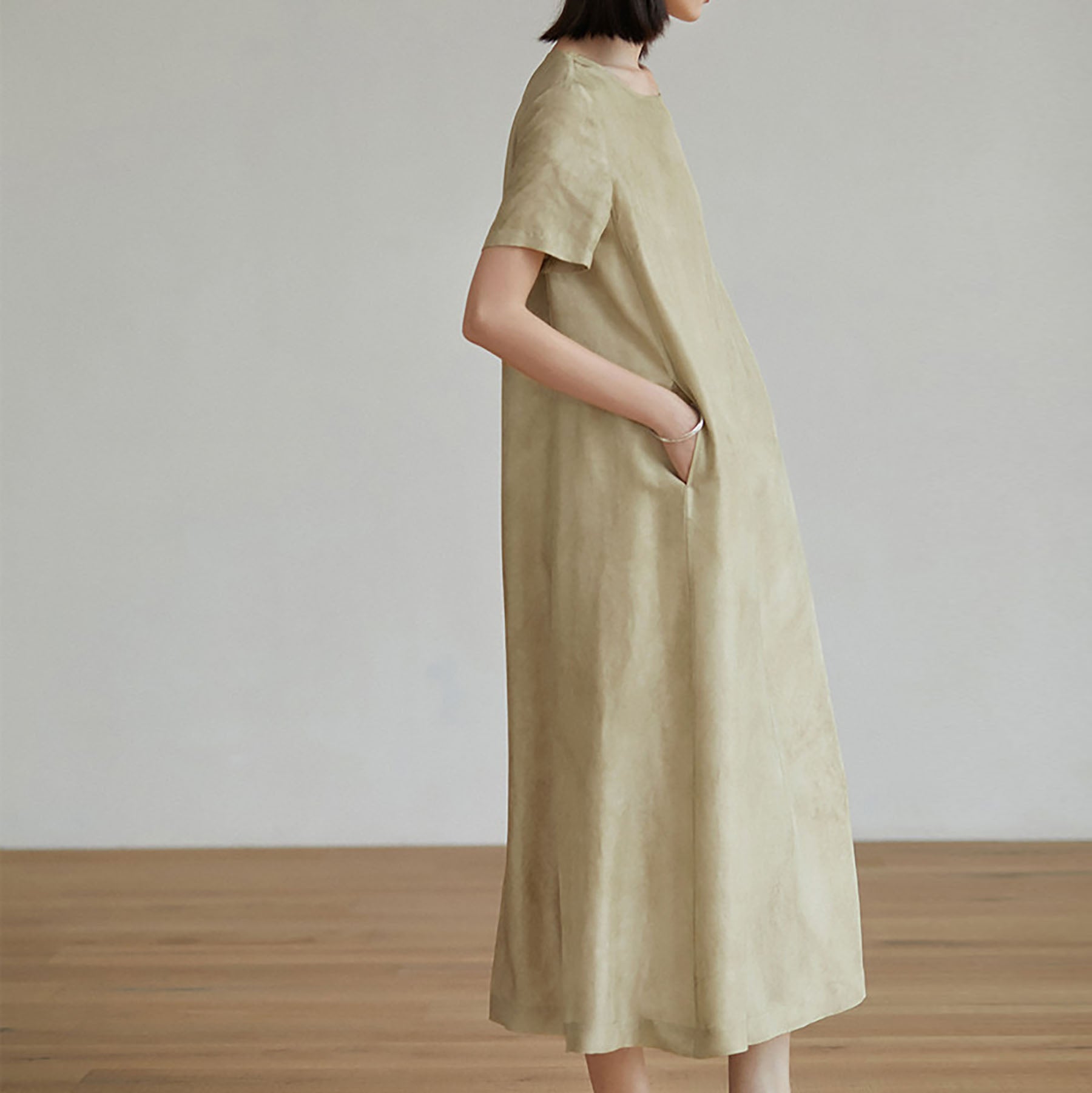 edoa Distressed Mulberry Silk A-line Dress