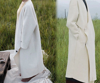edoa Boiled Wool Long Blanket Coat 