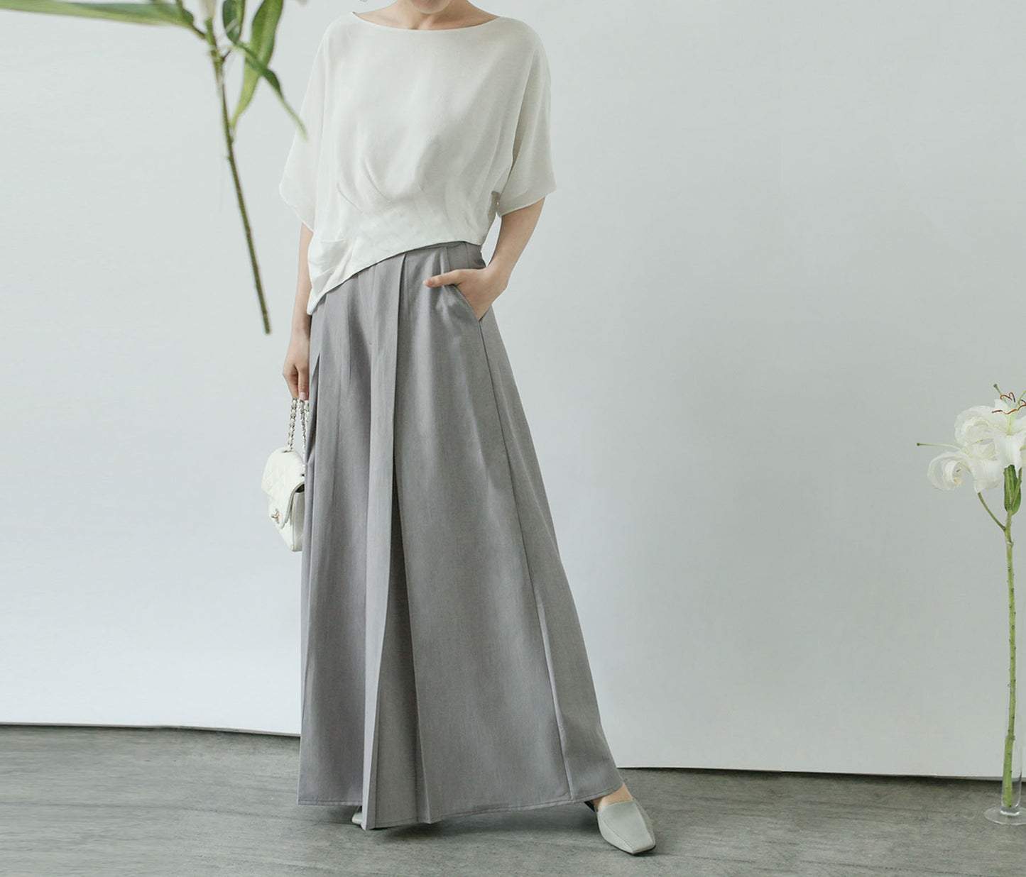 edoa Silk Crepe de Chine Pleated Crop Top