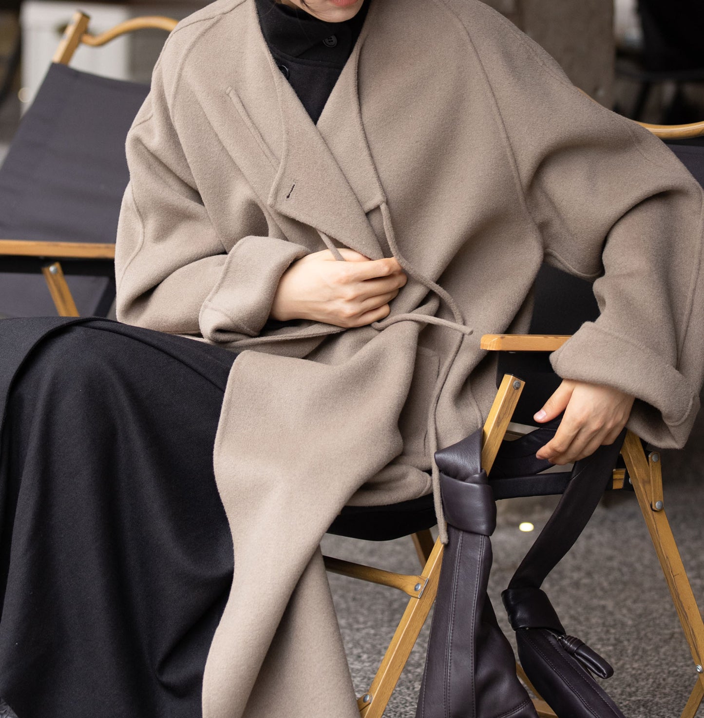 edoa Double Face Wool Tie Coat 