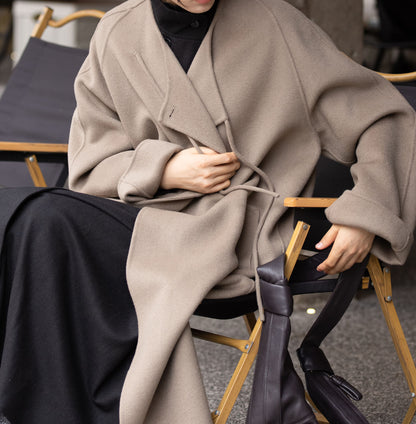 edoa Double Face Wool Tie Coat 