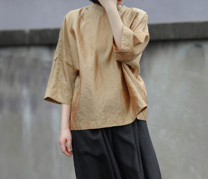 edoa Golden Dupioni Silk Shirt