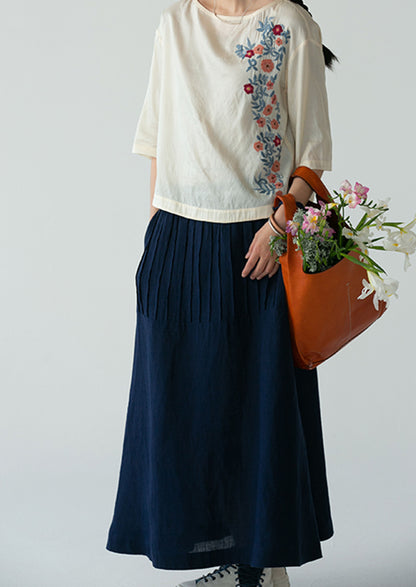 edoa PIntucked Linen A-line Skirt
