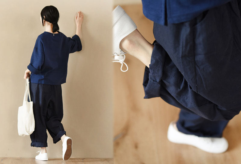 edoa Relaxed Tapered Boyfriend French Linen Pants