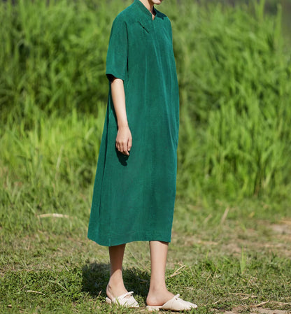 edoa Cracked Mud Silk Qipao Dress