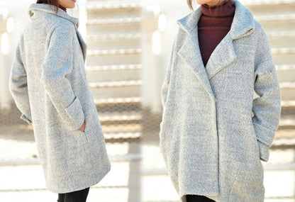 edoa Loop-Yarns Wool Cocoon Coat
