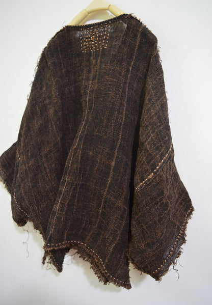 Loose Fitting Plant Dyed Hand Woven Linen Cardigan Jacket ja0051 A673