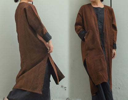 edoa Reversible Mud Silk Dust Coat